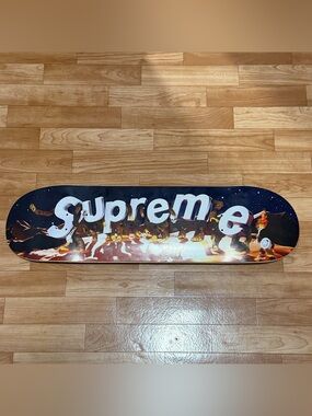 Supreme Navy Blue Black Graphic Skate Deck with White Logo